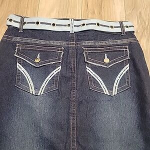 Vezucci Maxi Denim Skirt A-Line Blue Size 8 Pockets